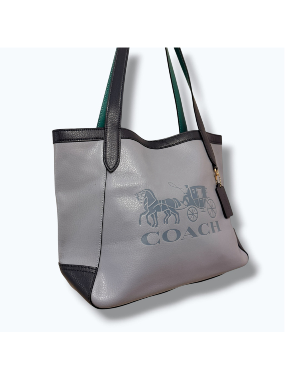 Coach C5676 Horse & Carriage Colorblock Pebble Leather Tote Bag Twilight Multi - Picture 15 of 16